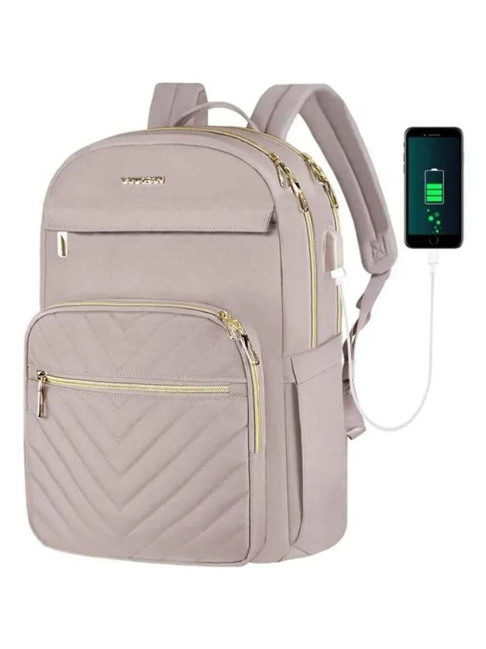 Vankean Womens Laptop Backpack 15.6 Inch USB Work Travel Bag Waterproof Pink